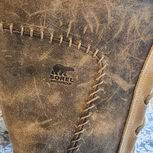 Sorel Cate The Great Black and Tan Lace-Up Fur Boots Size 7 So Warm And Comfy - Picture 4 of 7